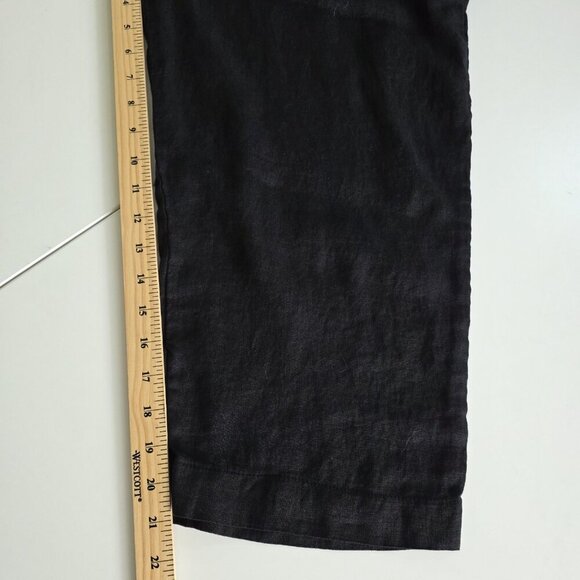 Lauren Vidal Capri Pants Women XXXL Black Pull On Foldable Elastic Waist Linen - Picture 7 of 14
